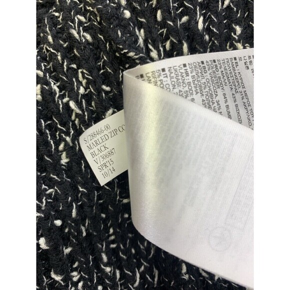 Banana Republic Full Zip Cardigan Sweater Tunic Black White Speckled Womens XL - Picture 11 of 13